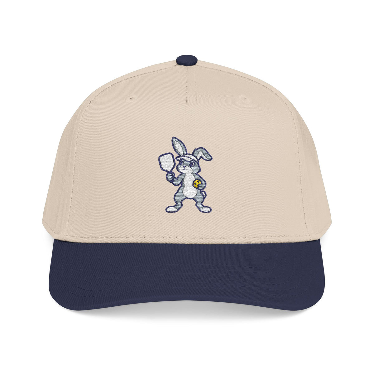 Embroidered pickleball rabbit baseball cap in Navy / Natural, Can We Play Another?