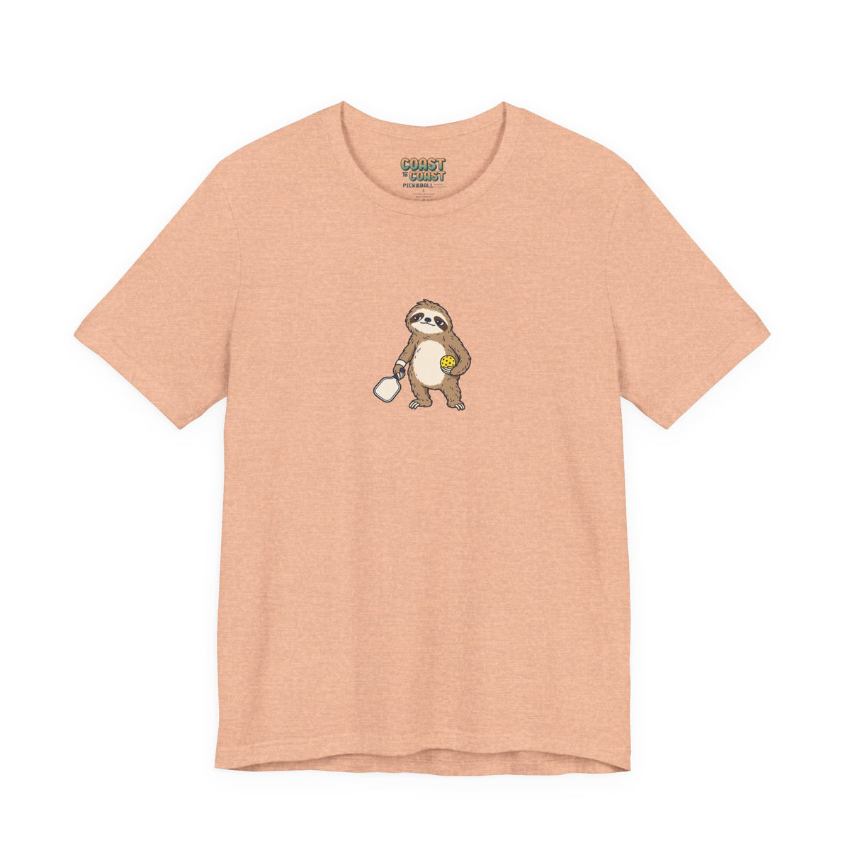Sloth pickleball t-shirt in Heather Peach