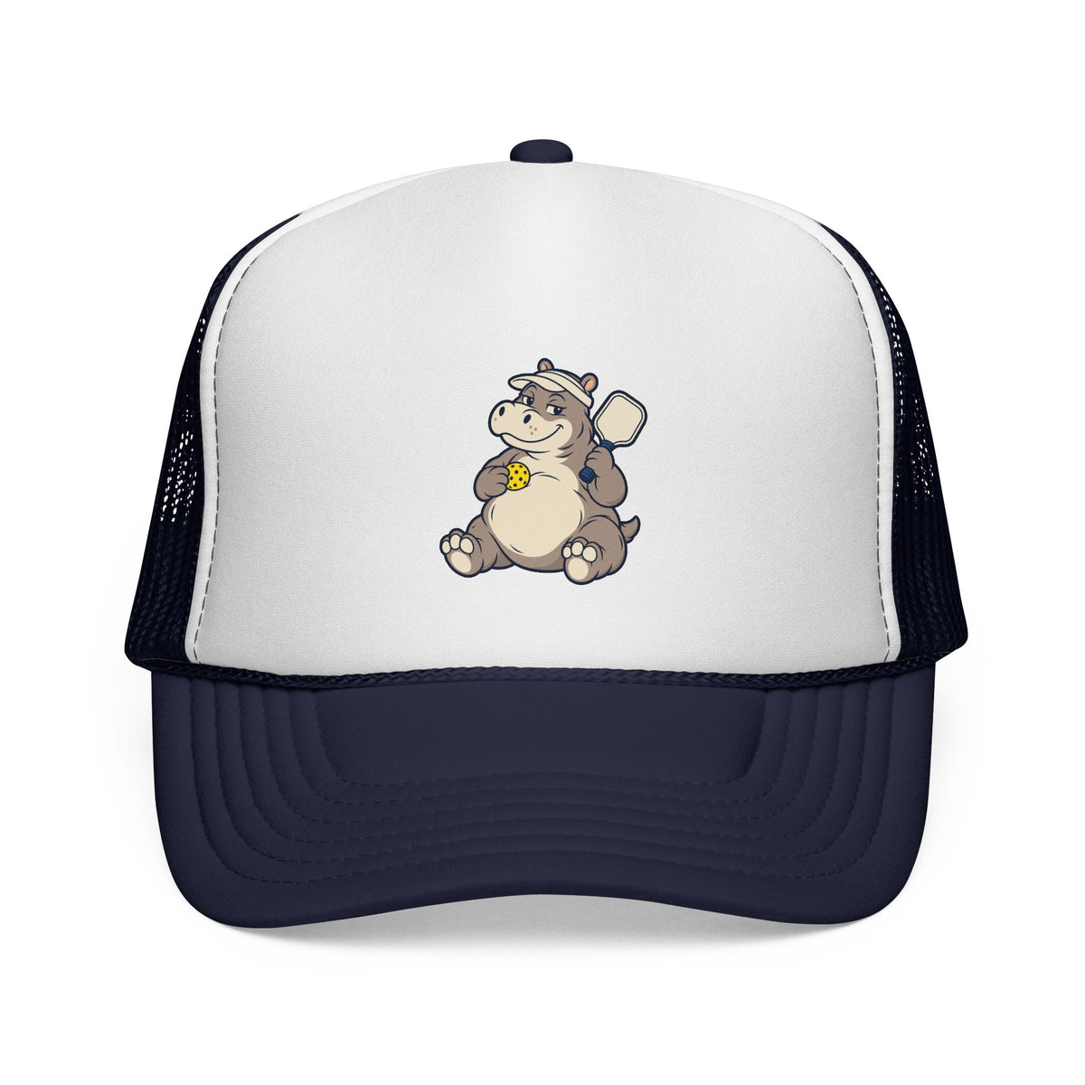 Pickleball hippo trucker hat in Dark Navy, A Steady Presence at the Net