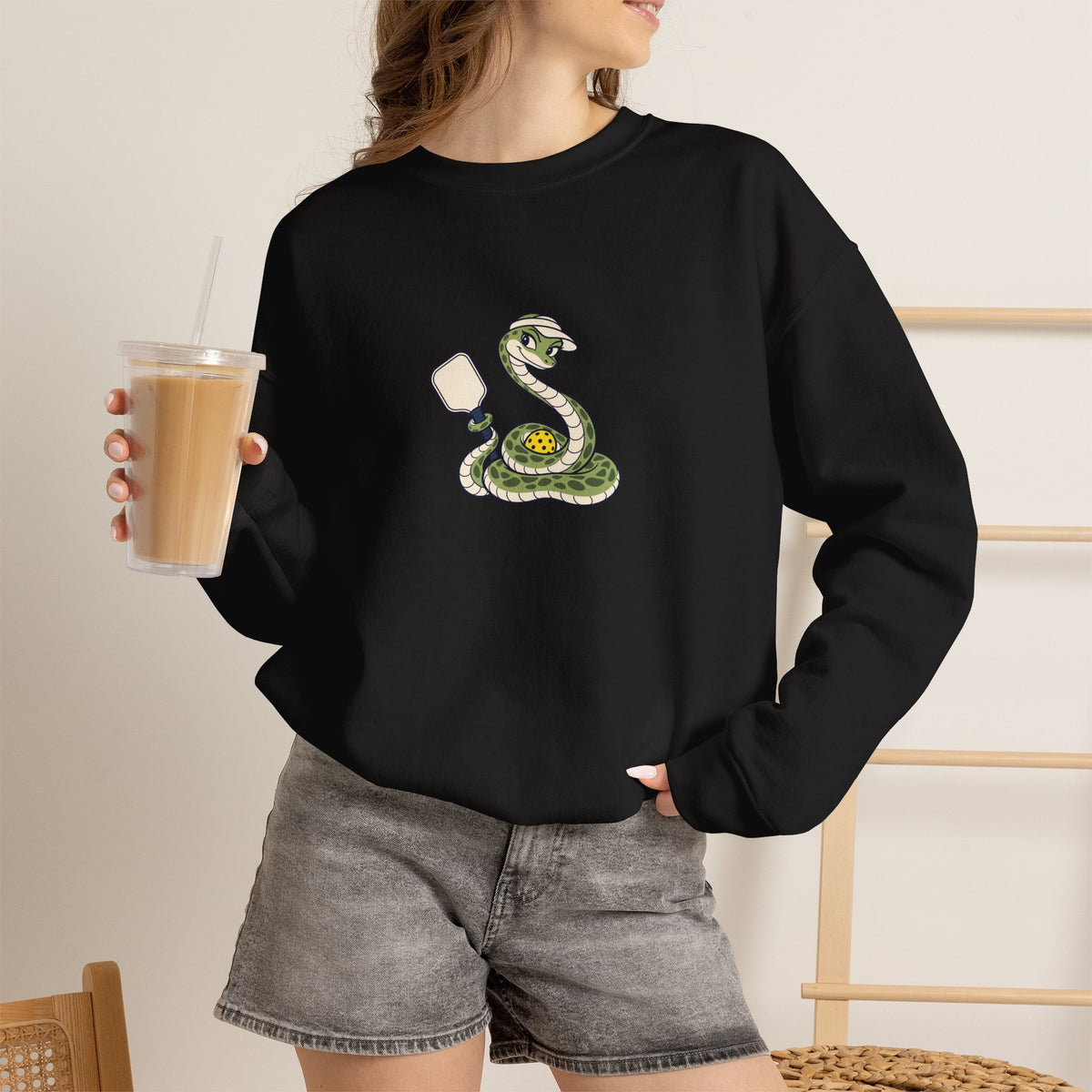Snake pickleball crewneck sweatshirt, Slithering Into the Kitchen