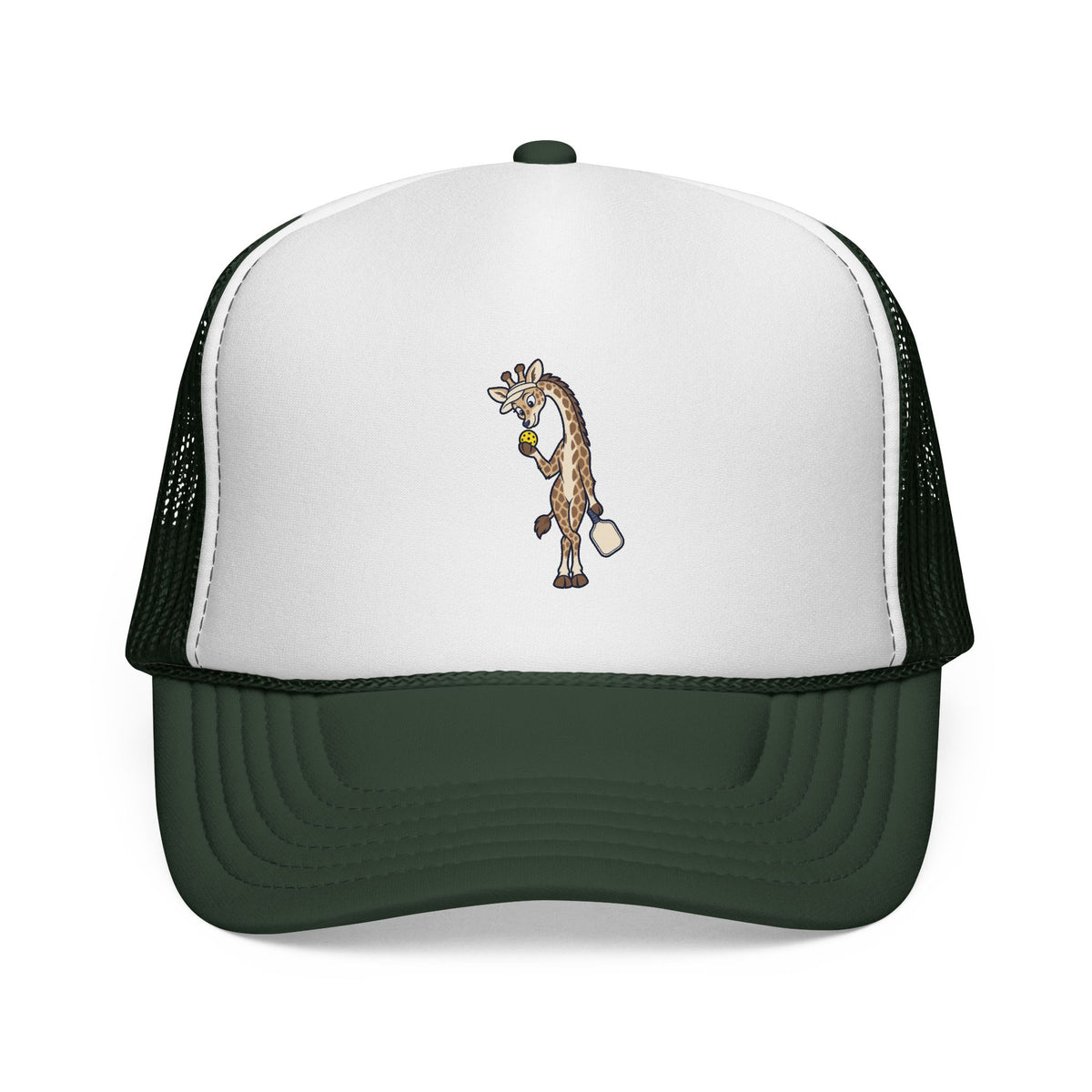 Pickleball giraffe trucker hat in Dark Green