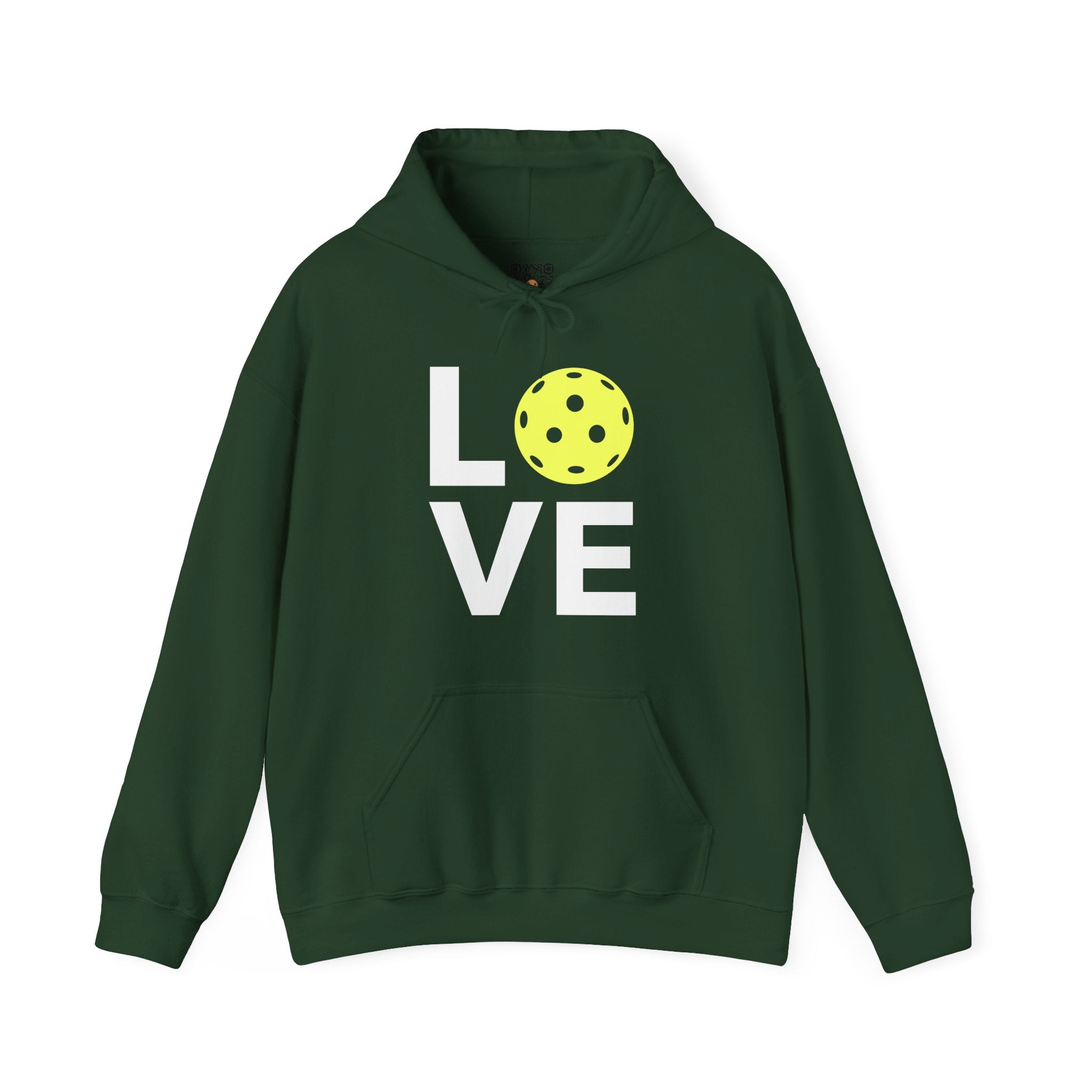 Pickleball Hoodie - LOVE Pickleball with a Yellow Pickleball
