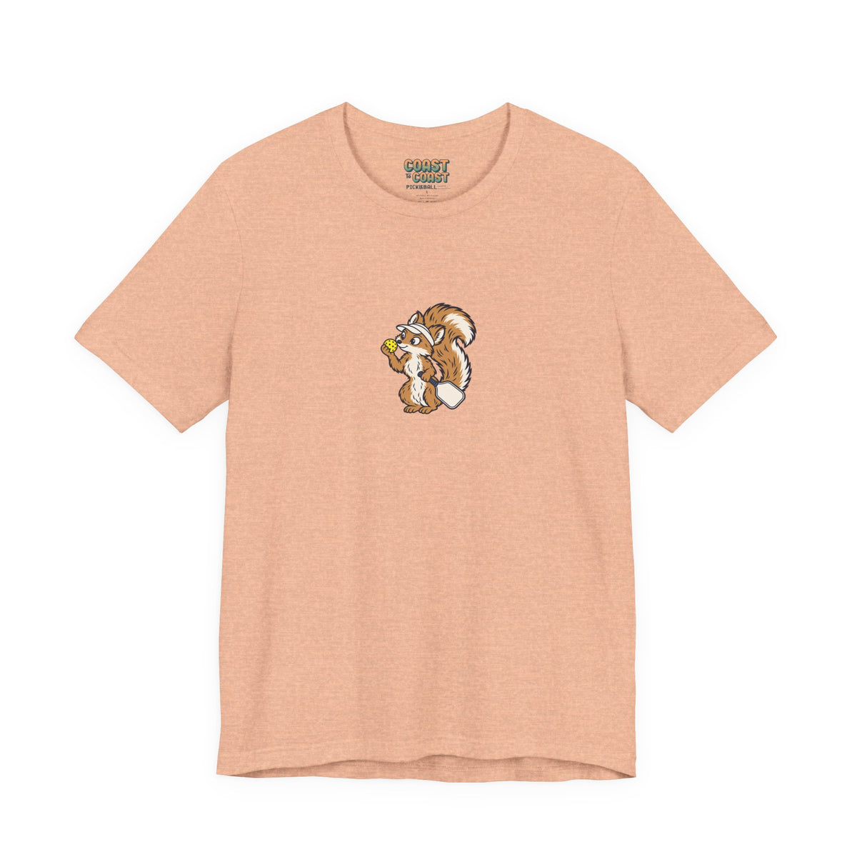 Squirrel pickleball t-shirt in Heather Peach
