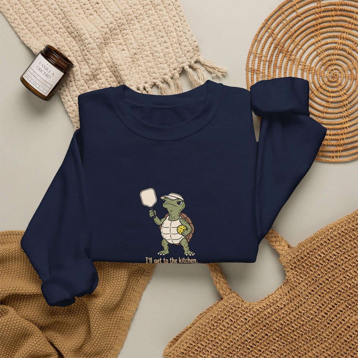 Turtle pickleball crewneck sweatshirt, I'll Get to the Kitchen