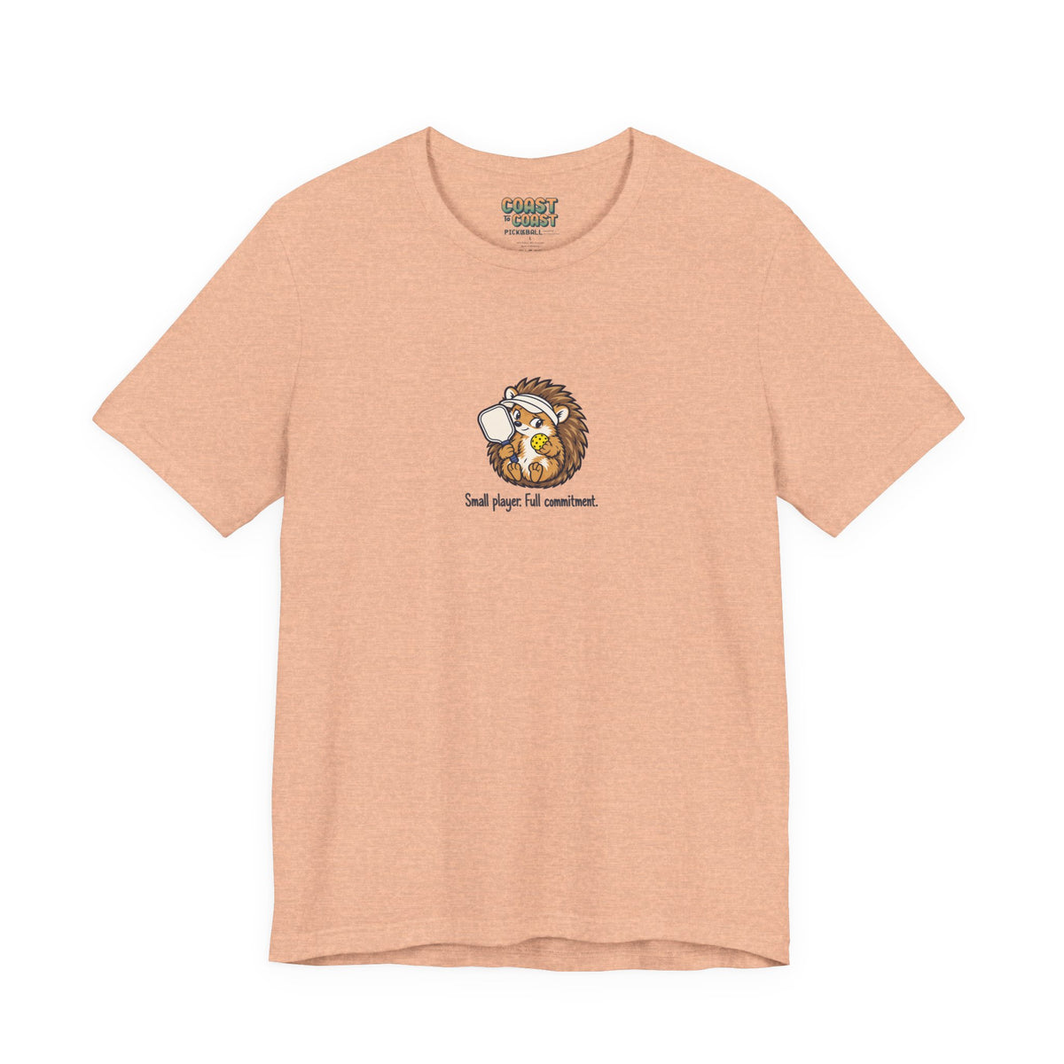 Hedgehog pickleball t-shirt in Heather Peach