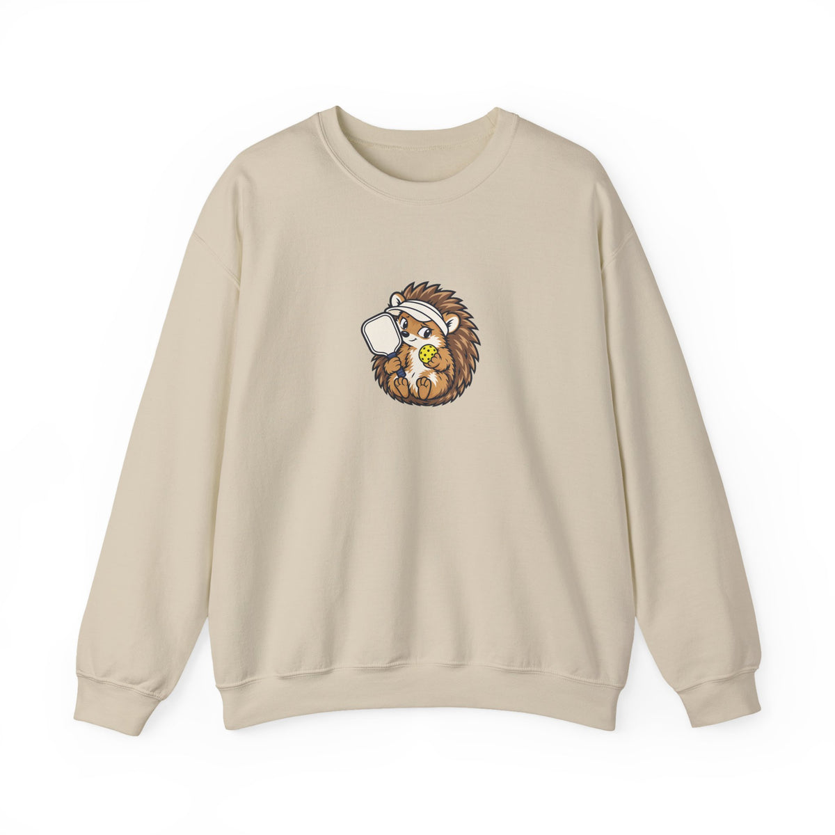 Hedgehog pickleball crewneck sweatshirt in Sand