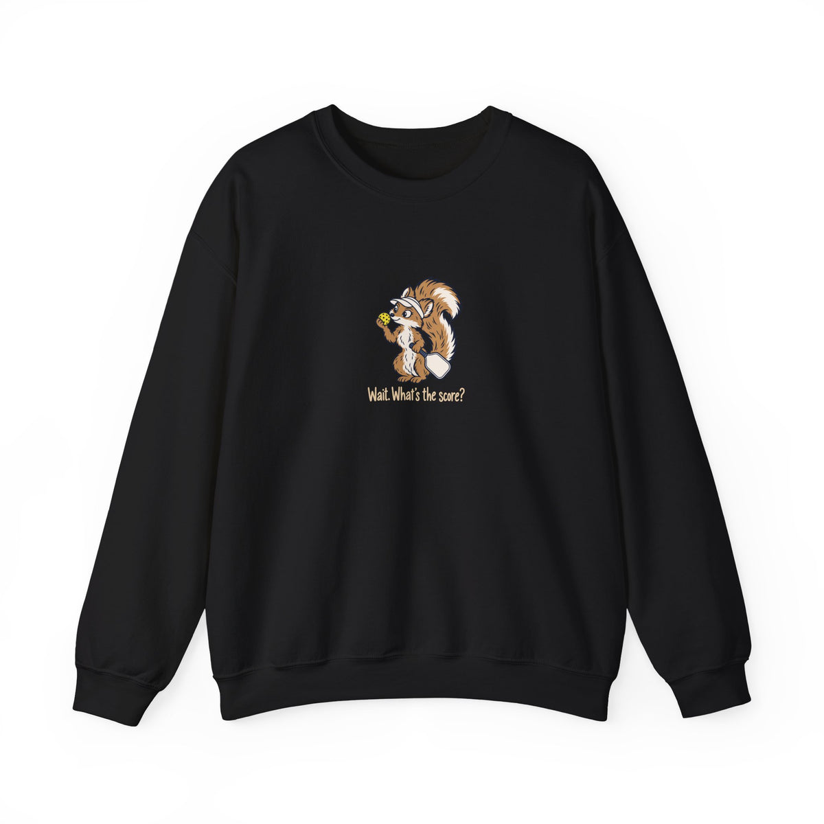Squirrel pickleball crewneck sweatshirt in Black
