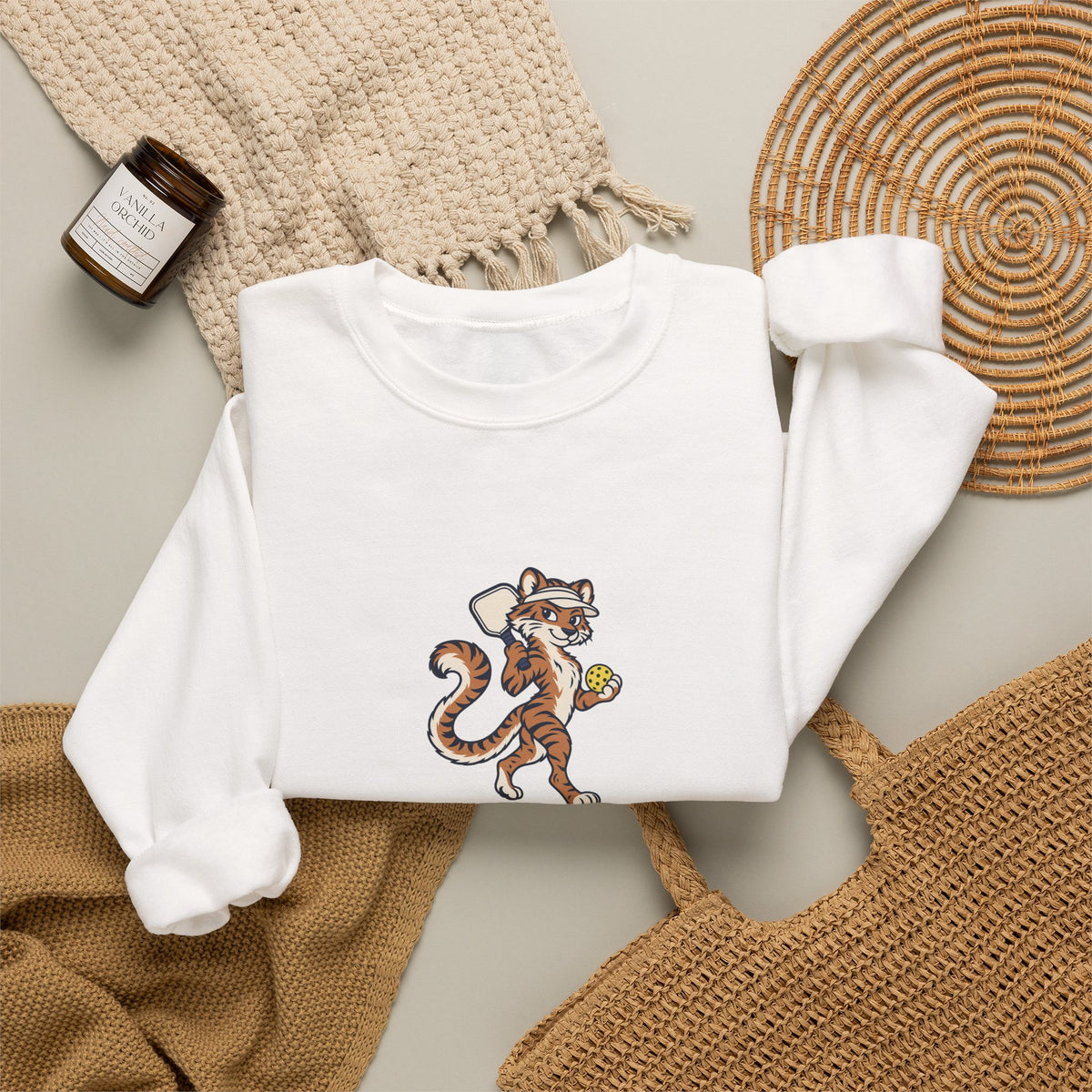 Tiger pickleball crewneck sweatshirt, Eye of the Tiger Dink