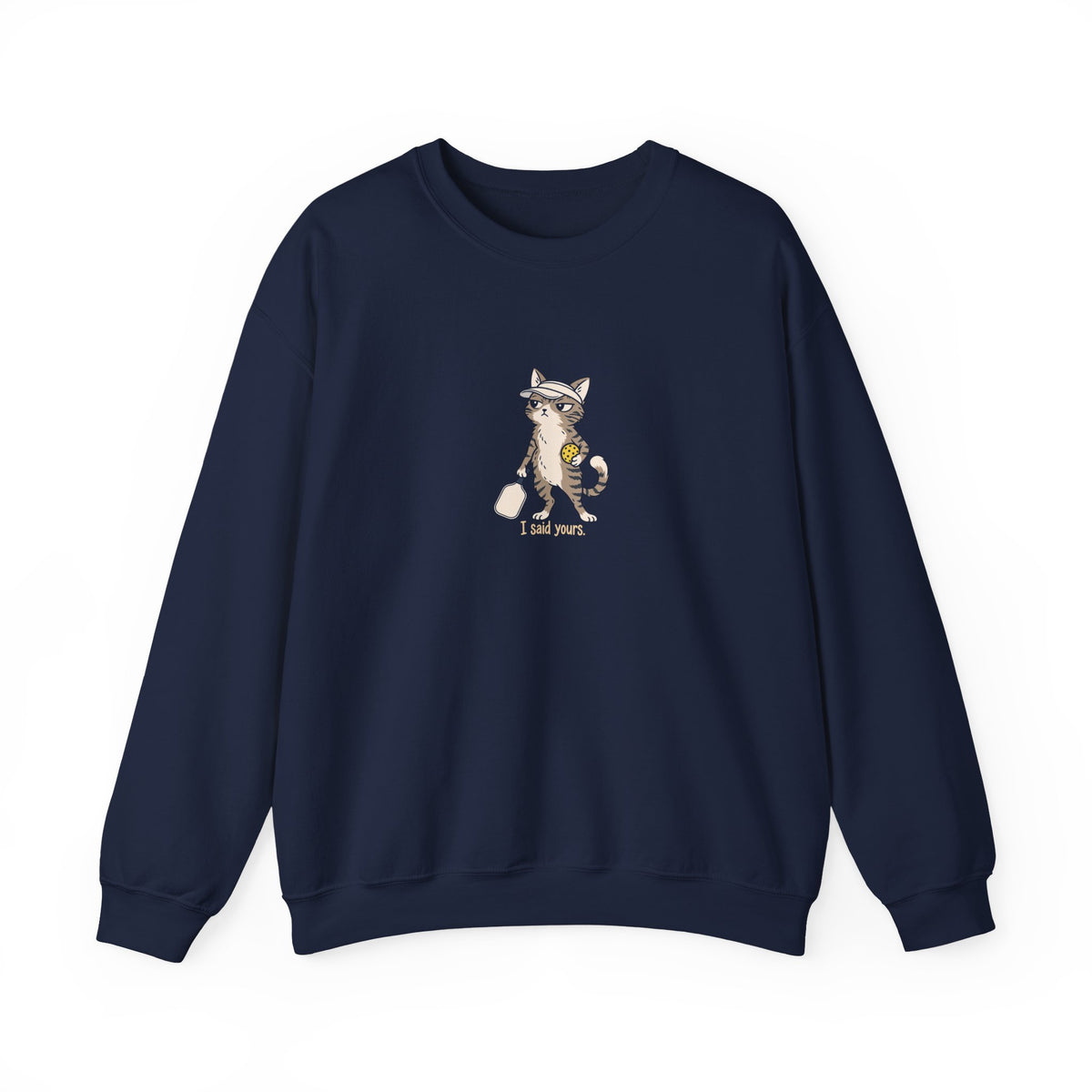 Cat pickleball crewneck sweatshirt in Navy