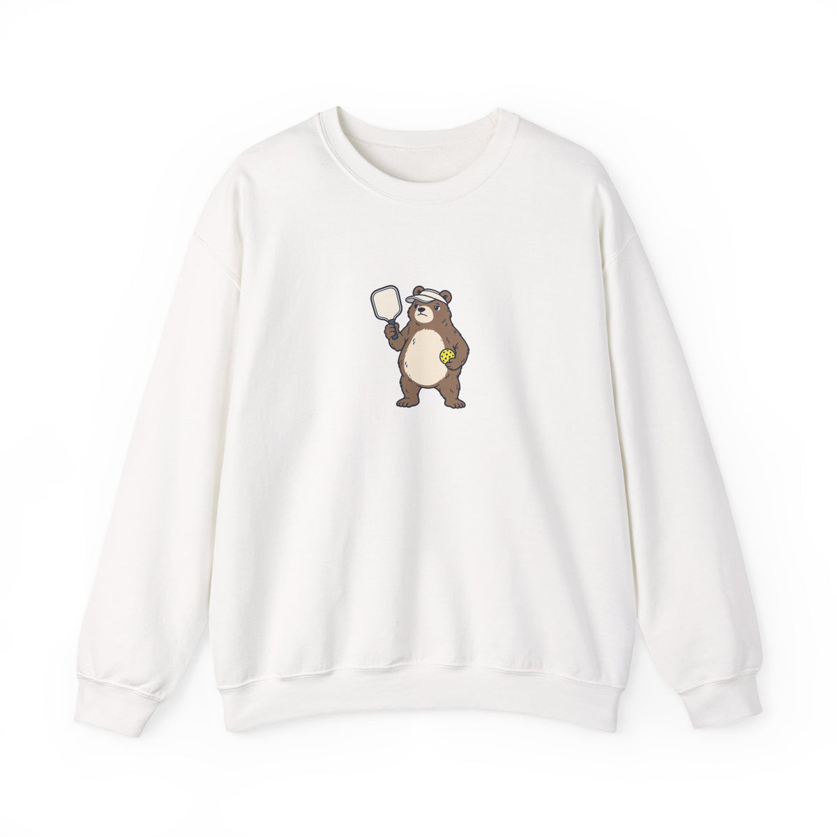 Bear pickleball crewneck sweatshirt in White