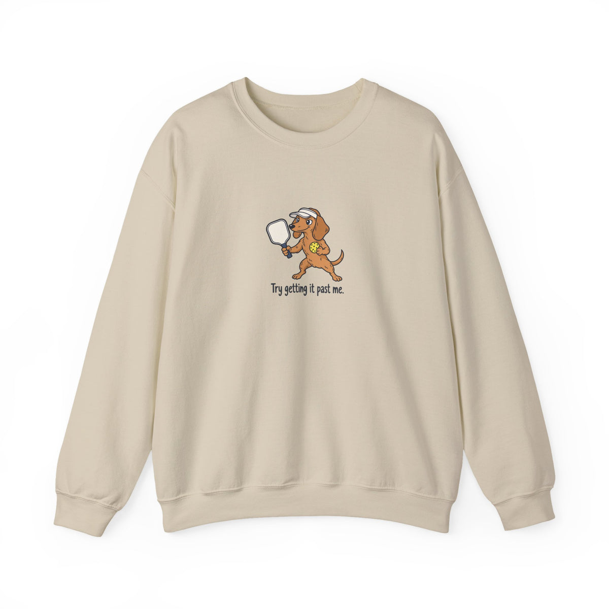 Dachshund pickleball crewneck sweatshirt in Sand