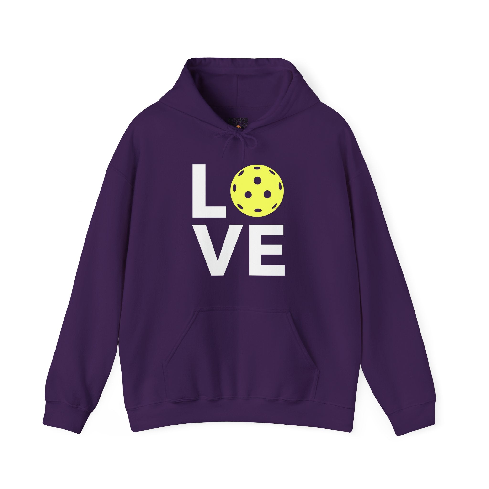 Pickleball Hoodie - LOVE Pickleball with a Yellow Pickleball