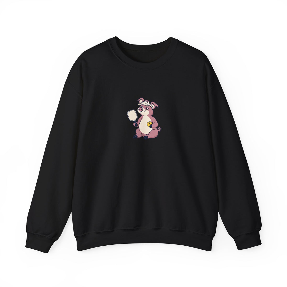 Pig pickleball crewneck sweatshirt in Black
