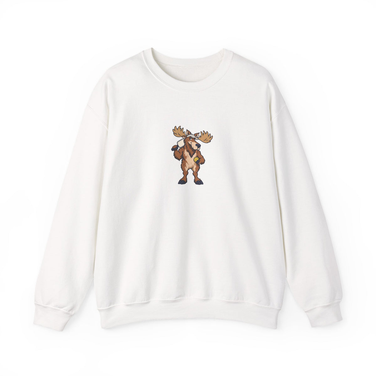 Moose pickleball crewneck sweatshirt in White, Moose Be Game Day