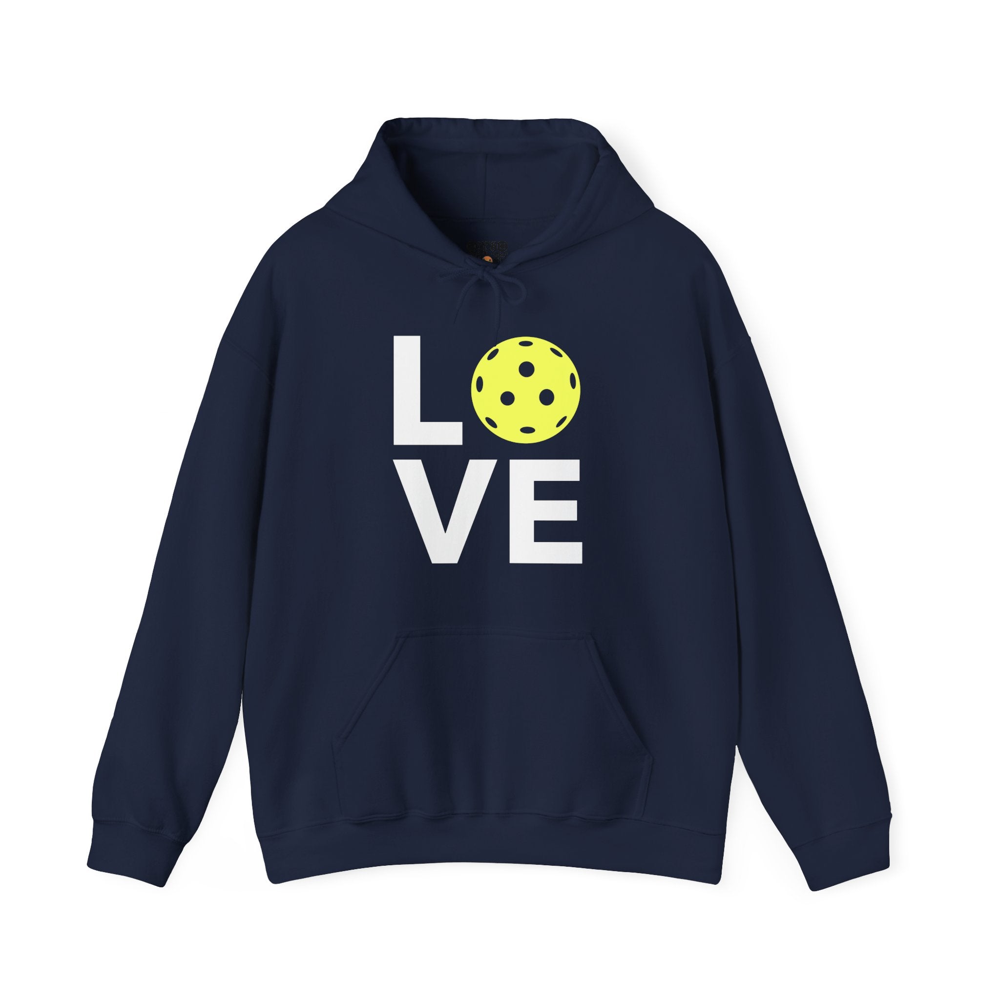 Pickleball Hoodie - LOVE Pickleball with a Yellow Pickleball