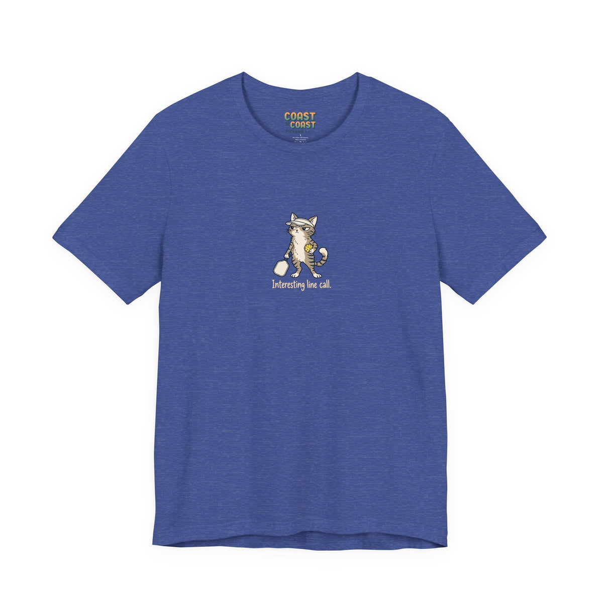 Cat pickleball t-shirt in Heather True Royal