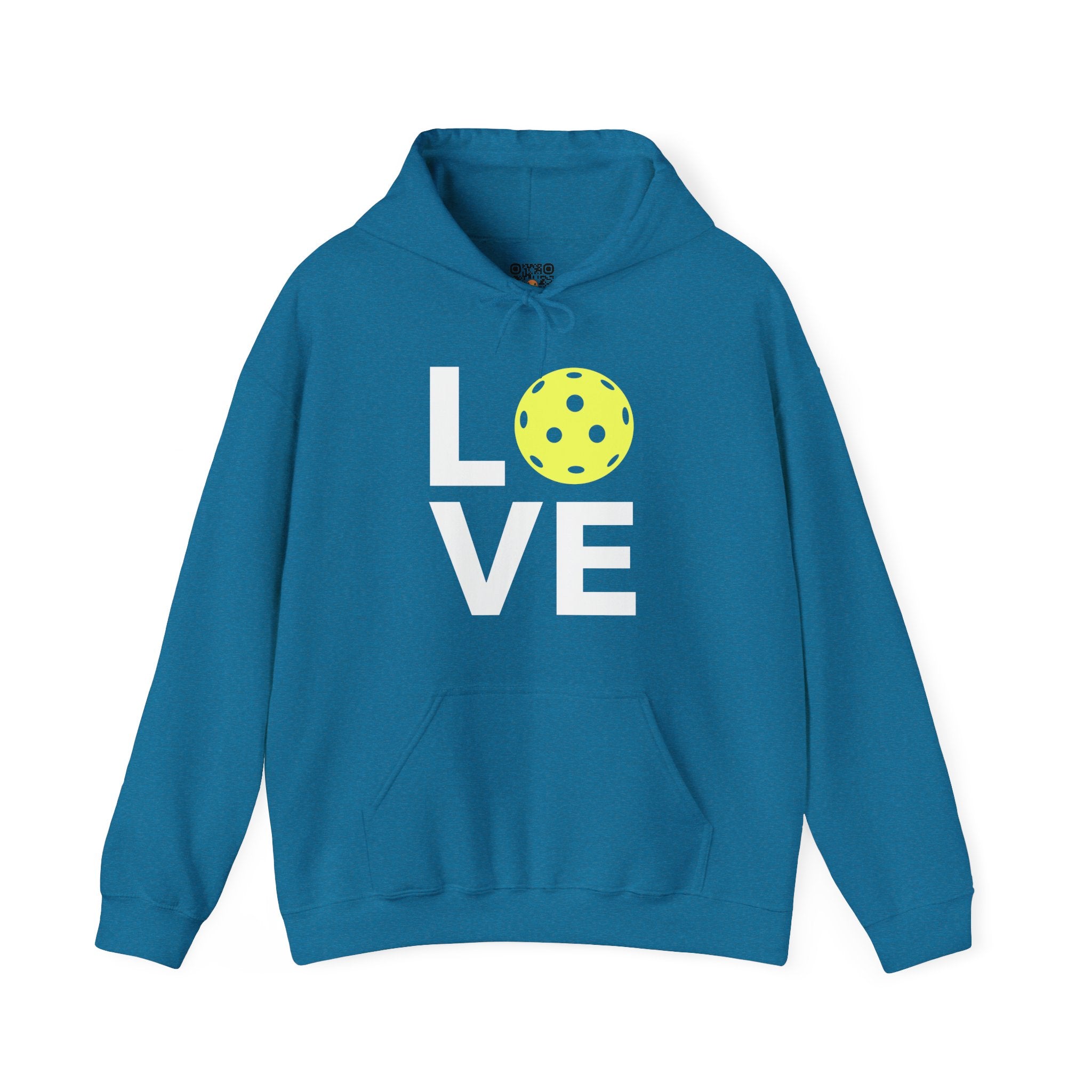 Pickleball Hoodie - LOVE Pickleball with a Yellow Pickleball