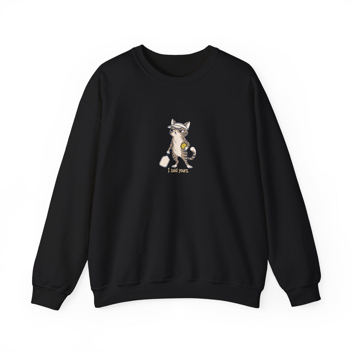 Cat pickleball crewneck sweatshirt in Black