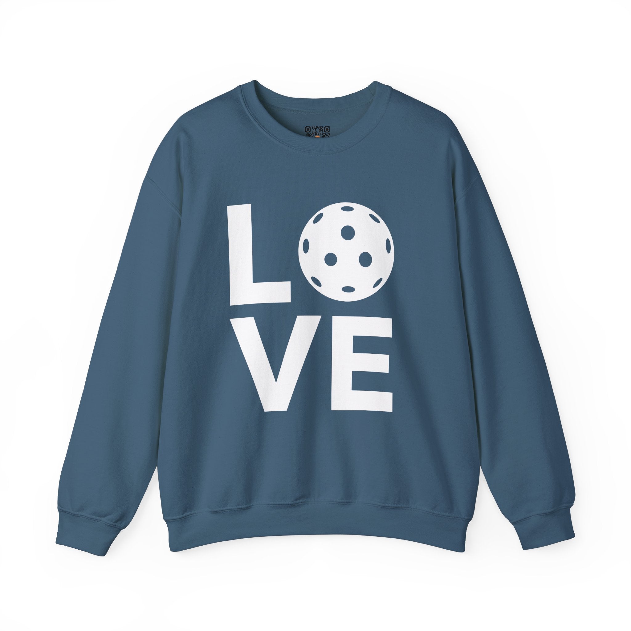 Pickleball Crewneck Sweatshirt - LOVE Pickleball with a White Pickleball - Pickleball Sweatshirt for Women & Men