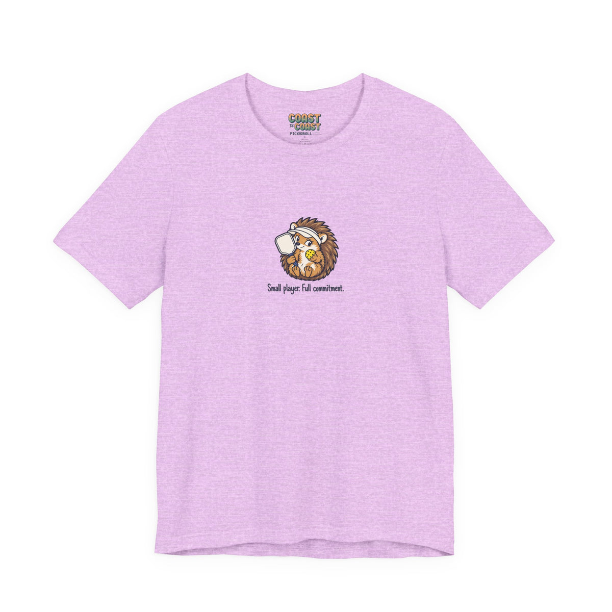 Hedgehog pickleball t-shirt in Heather Prism Lilac
