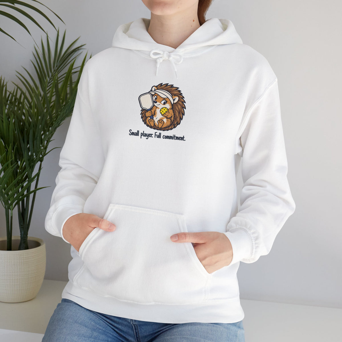 Hedgehog pickleball hoodie, Small Player, Full Commitment