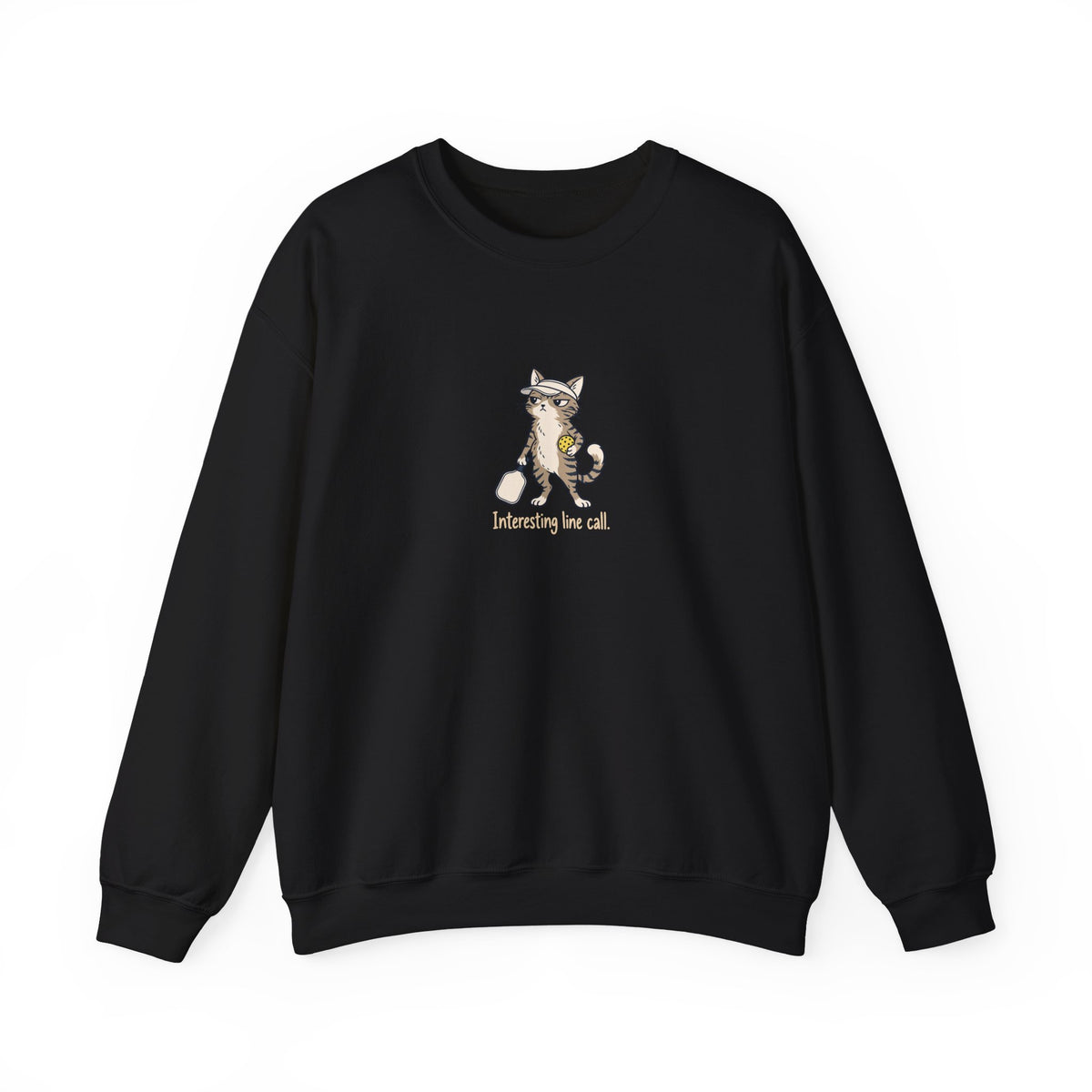 Cat pickleball crewneck sweatshirt in Black