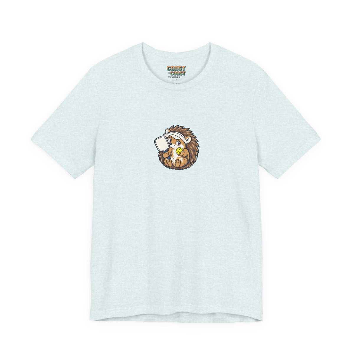 Hedgehog pickleball t-shirt in Heather Ice Blue