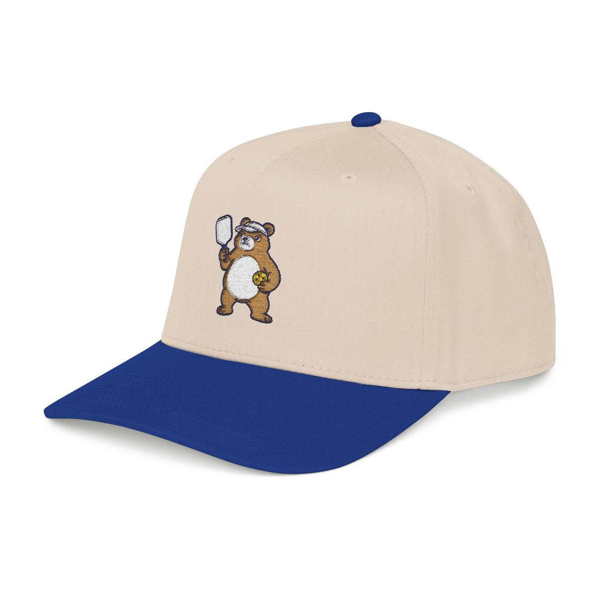 Embroidered pickleball bear baseball cap, Bear With Me, I'm Serving