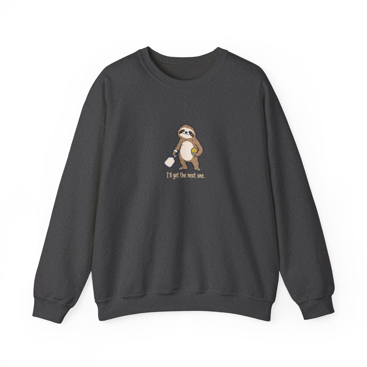 Sloth pickleball crewneck sweatshirt in Dark Heather