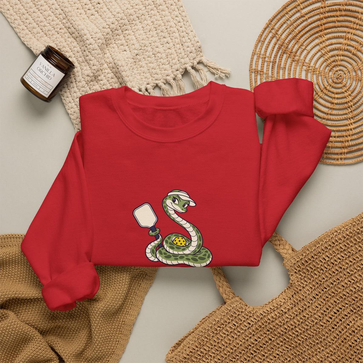 Snake pickleball crewneck sweatshirt, Slithering Into the Kitchen