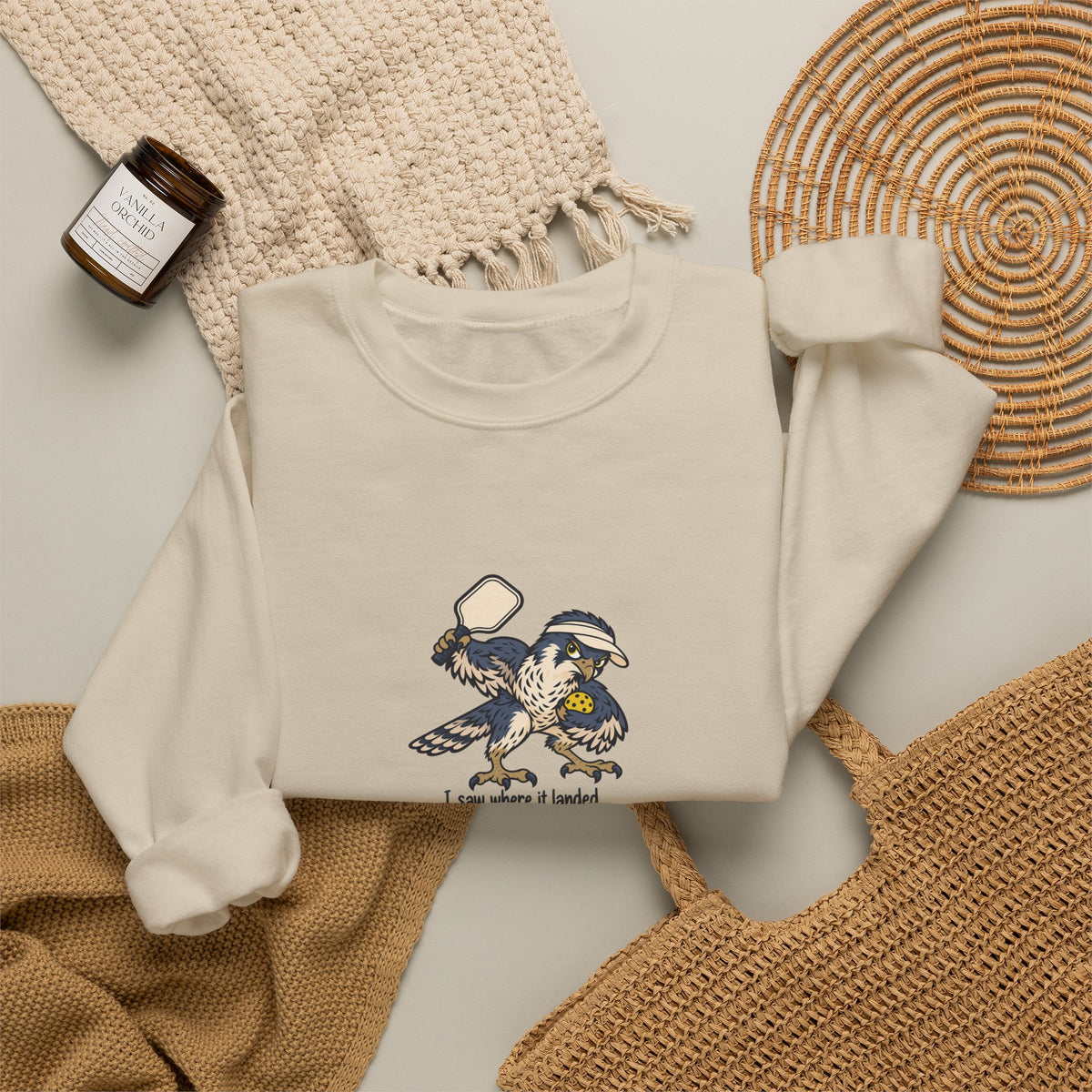 Falcon pickleball crewneck sweatshirt, I Saw Where It Landed