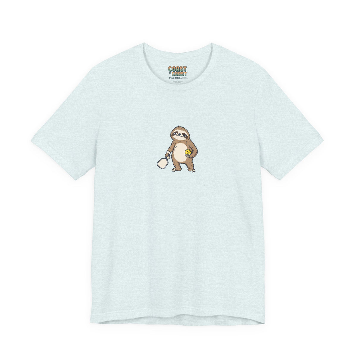 Sloth pickleball t-shirt in Heather Ice Blue