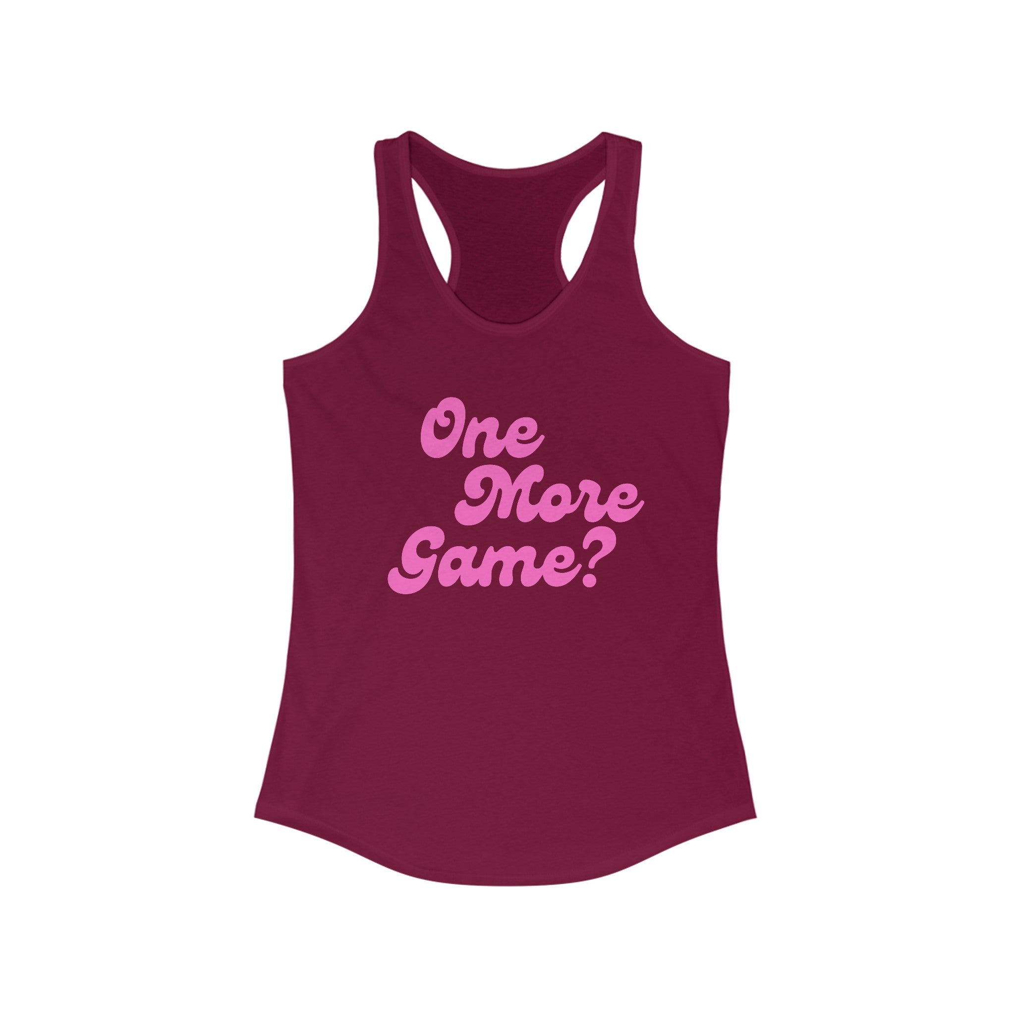 Women's Racerback Slim Fit Pickleball Tank | One More Game | Pink Wednesdays Collection