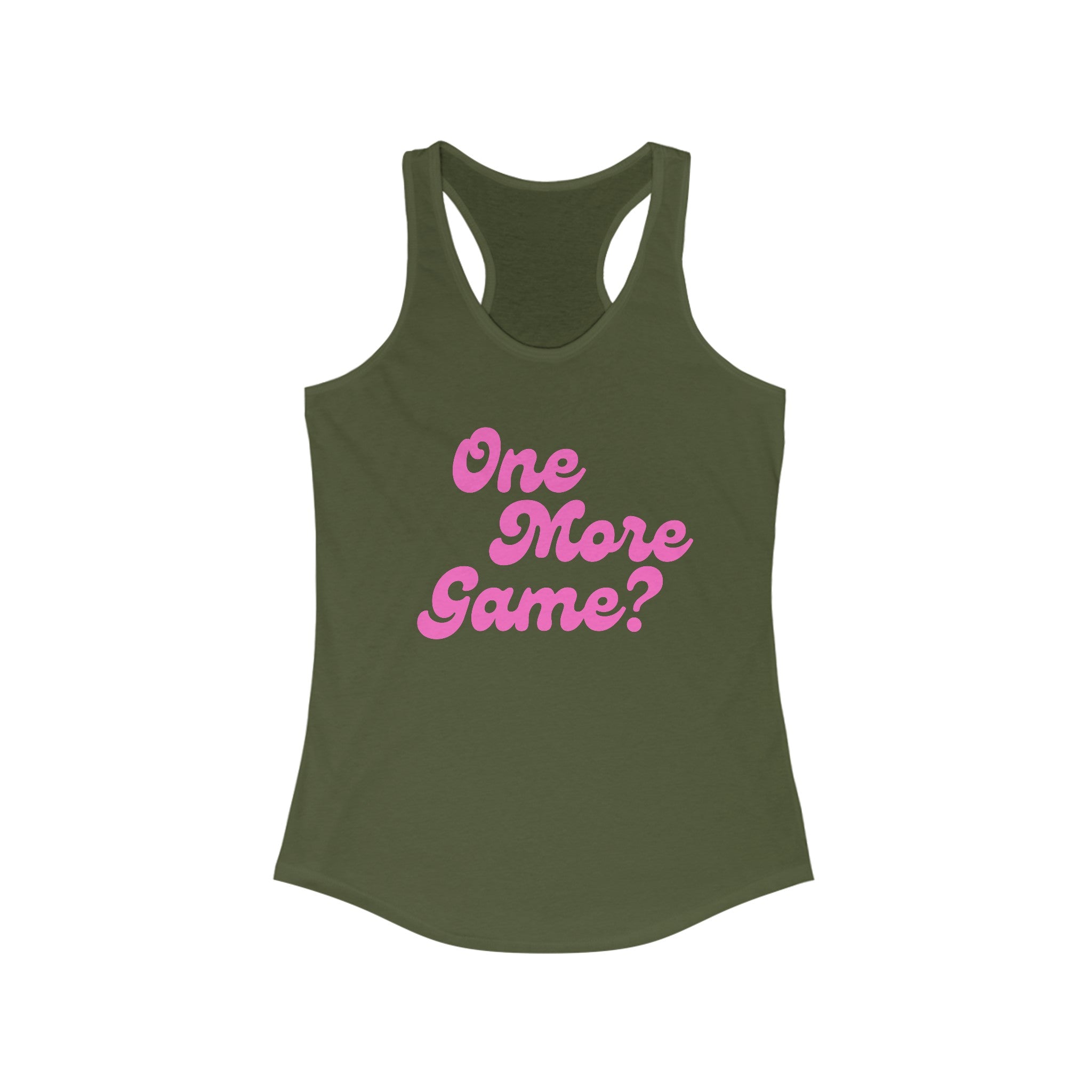 Women's Racerback Slim Fit Pickleball Tank | One More Game | Pink Wednesdays Collection