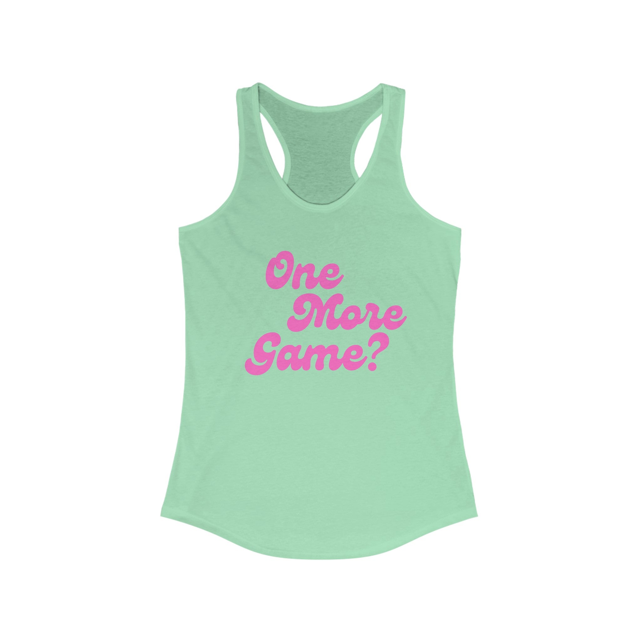 Women's Racerback Slim Fit Pickleball Tank | One More Game | Pink Wednesdays Collection