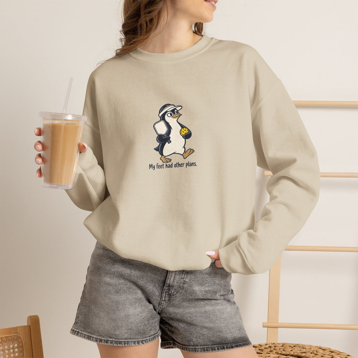 Penguin pickleball crewneck sweatshirt, My Feet Had Other Plans