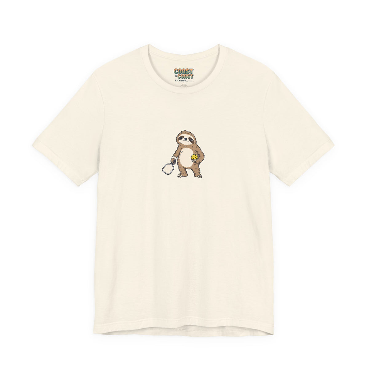 Sloth pickleball t-shirt in Natural, Saving Energy for Game Point