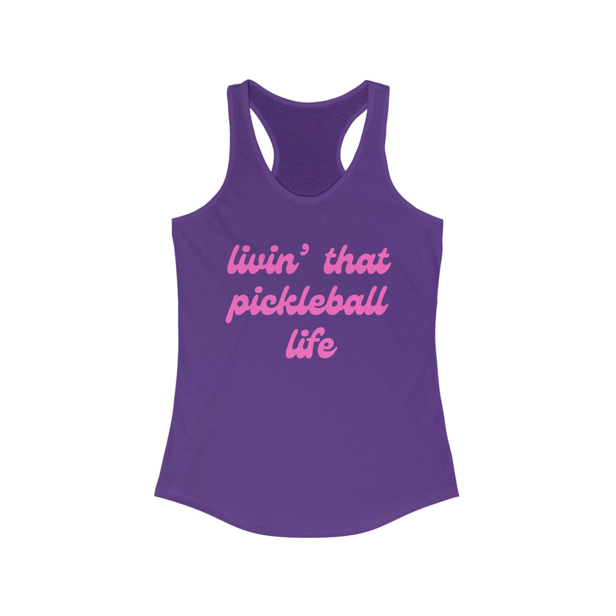 Women's Racerback Slim Fit Pickleball Tank | livin' that pickleball life | Pink Wednesdays Collection