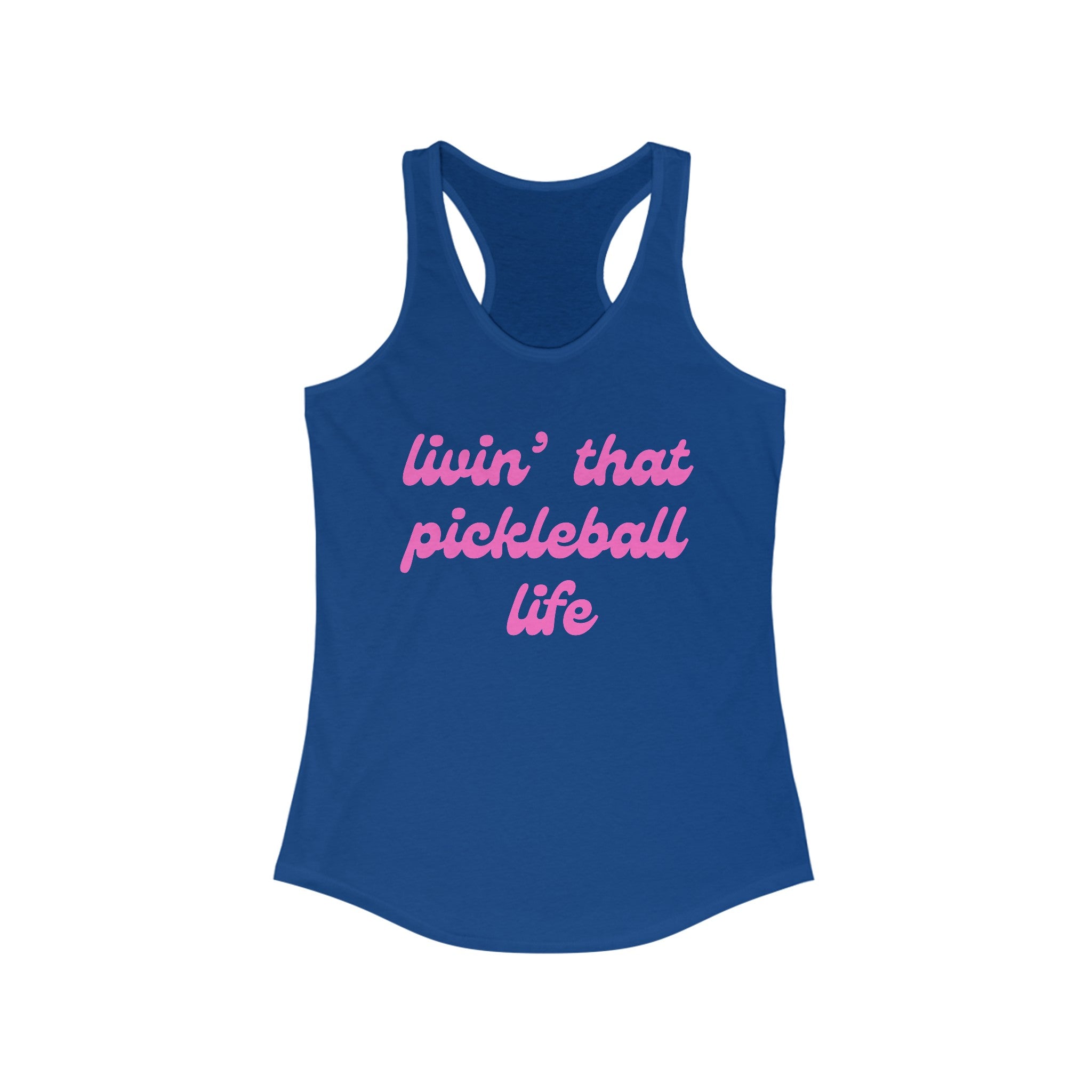 Women's Racerback Slim Fit Pickleball Tank | livin' that pickleball life | Pink Wednesdays Collection