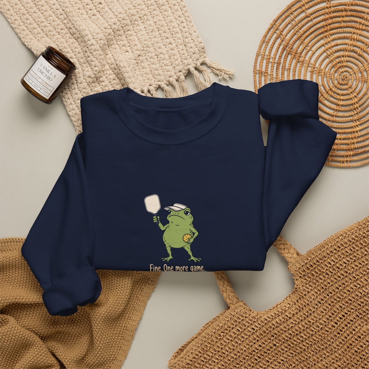 Frog pickleball crewneck sweatshirt, Fine, One More Game