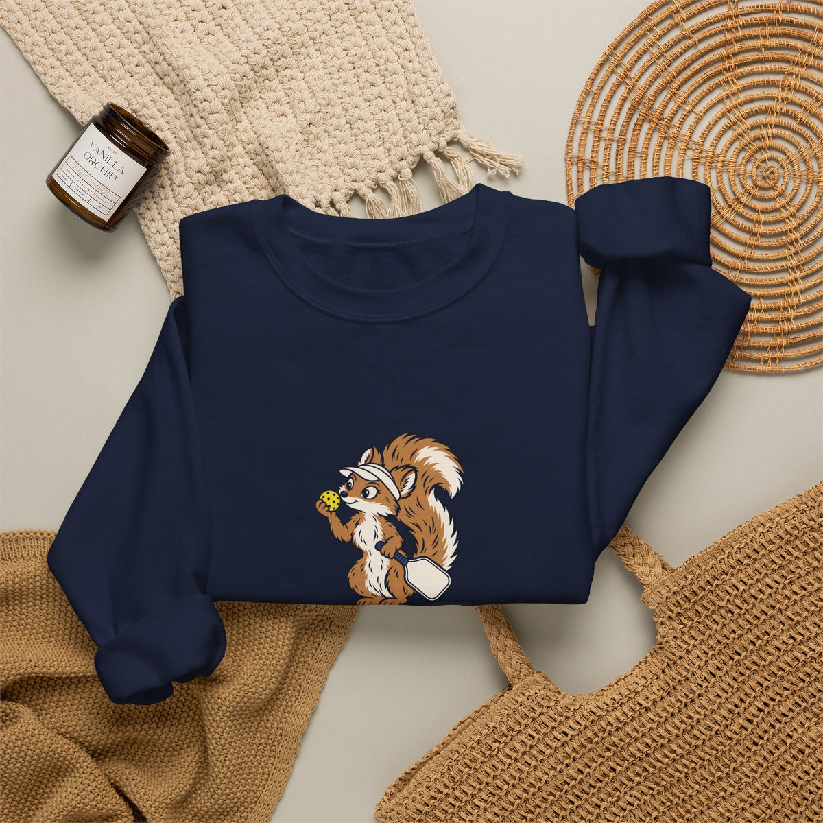 Squirrel pickleball crewneck sweatshirt, Wait, What's the Score?