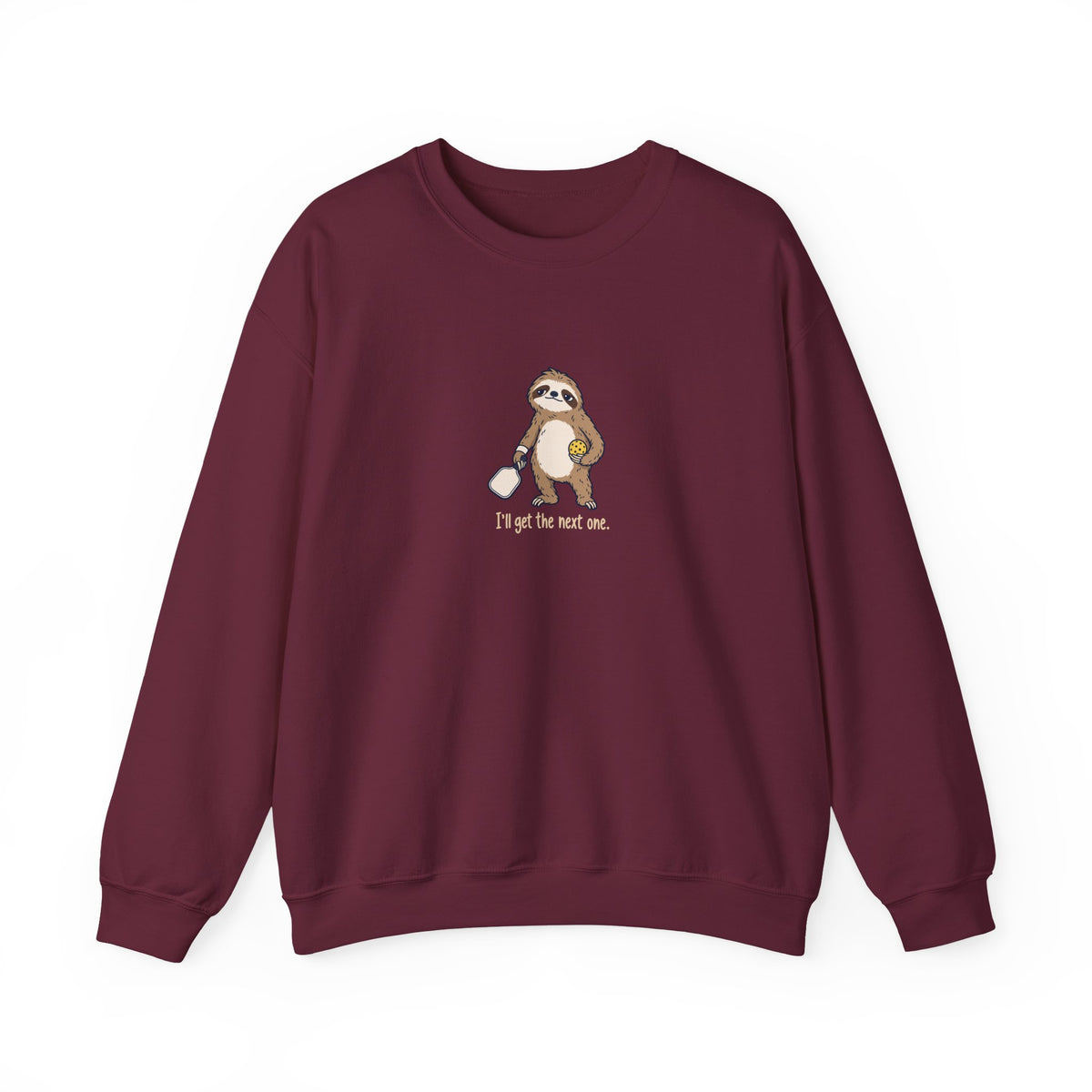 Sloth pickleball crewneck sweatshirt in Maroon