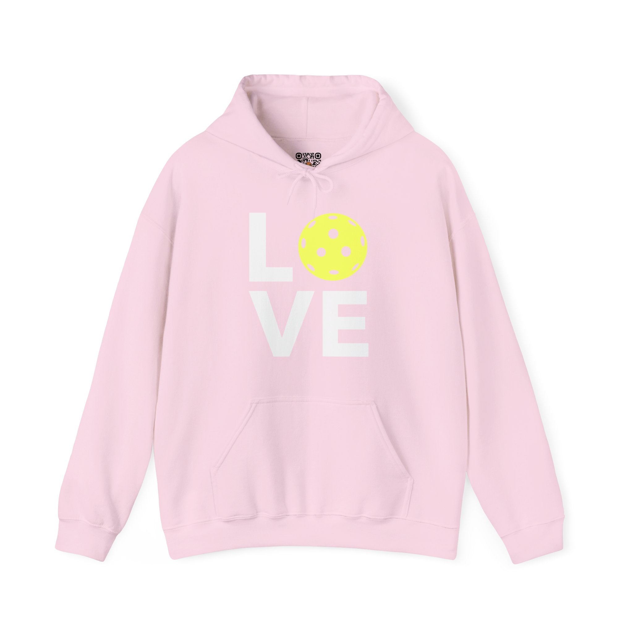 Pickleball Hoodie - LOVE Pickleball with a Yellow Pickleball