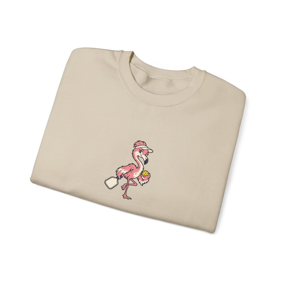 Flamingo Pickleball Crewneck Sweatshirt - Poised Until the Pop-Up