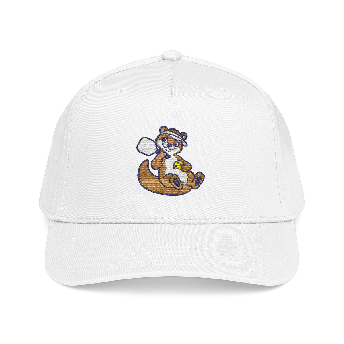 Embroidered pickleball otter baseball cap in White