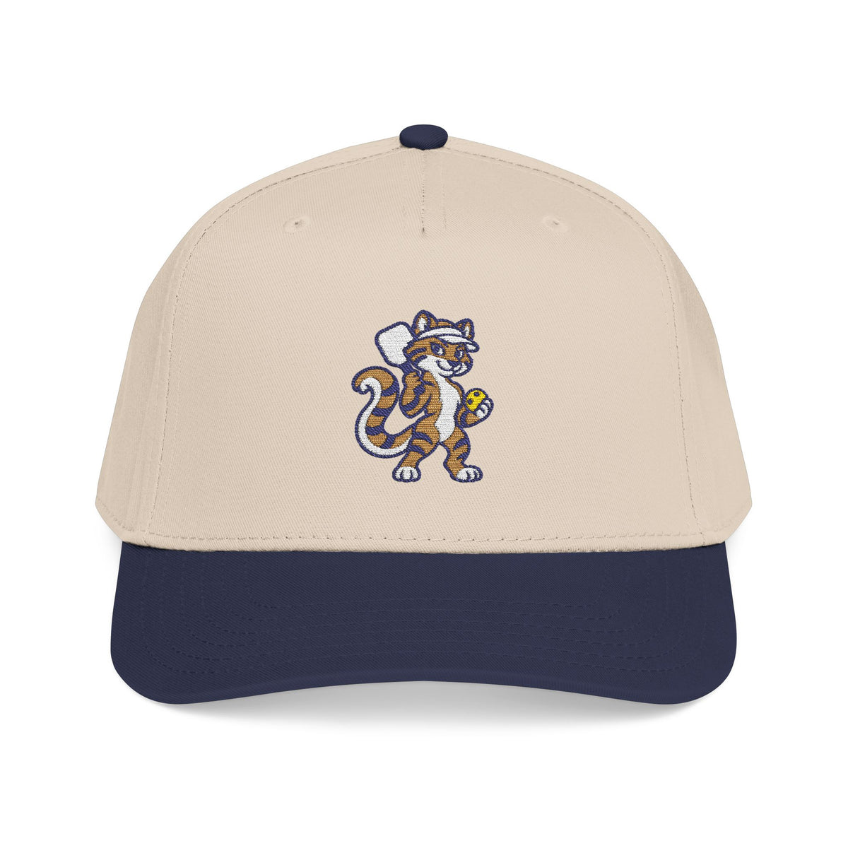 Embroidered pickleball tiger baseball cap in Navy / Natural