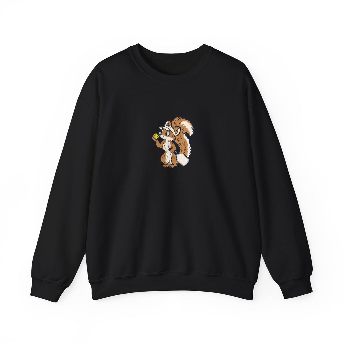 Squirrel pickleball crewneck sweatshirt in Black