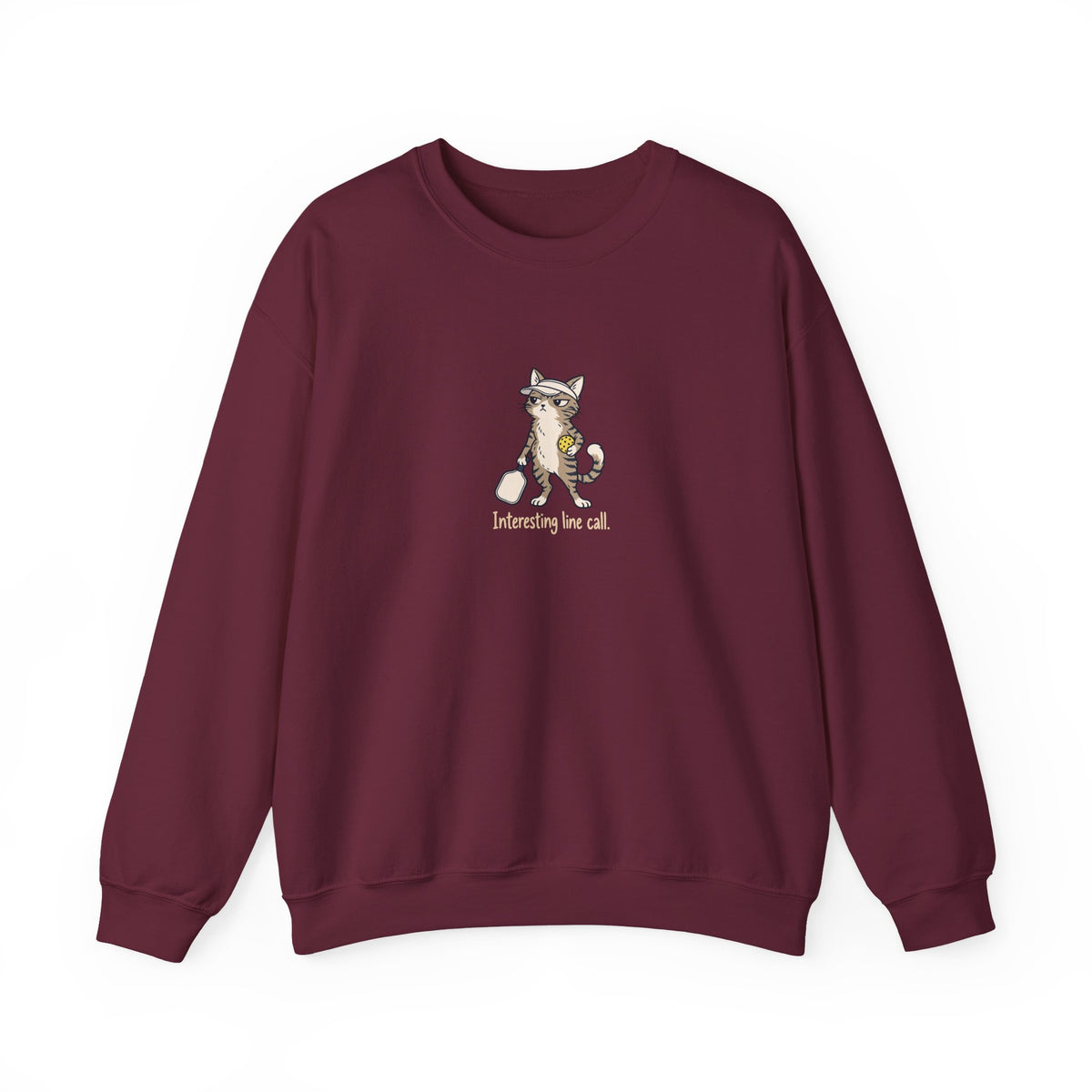 Cat pickleball crewneck sweatshirt in Maroon