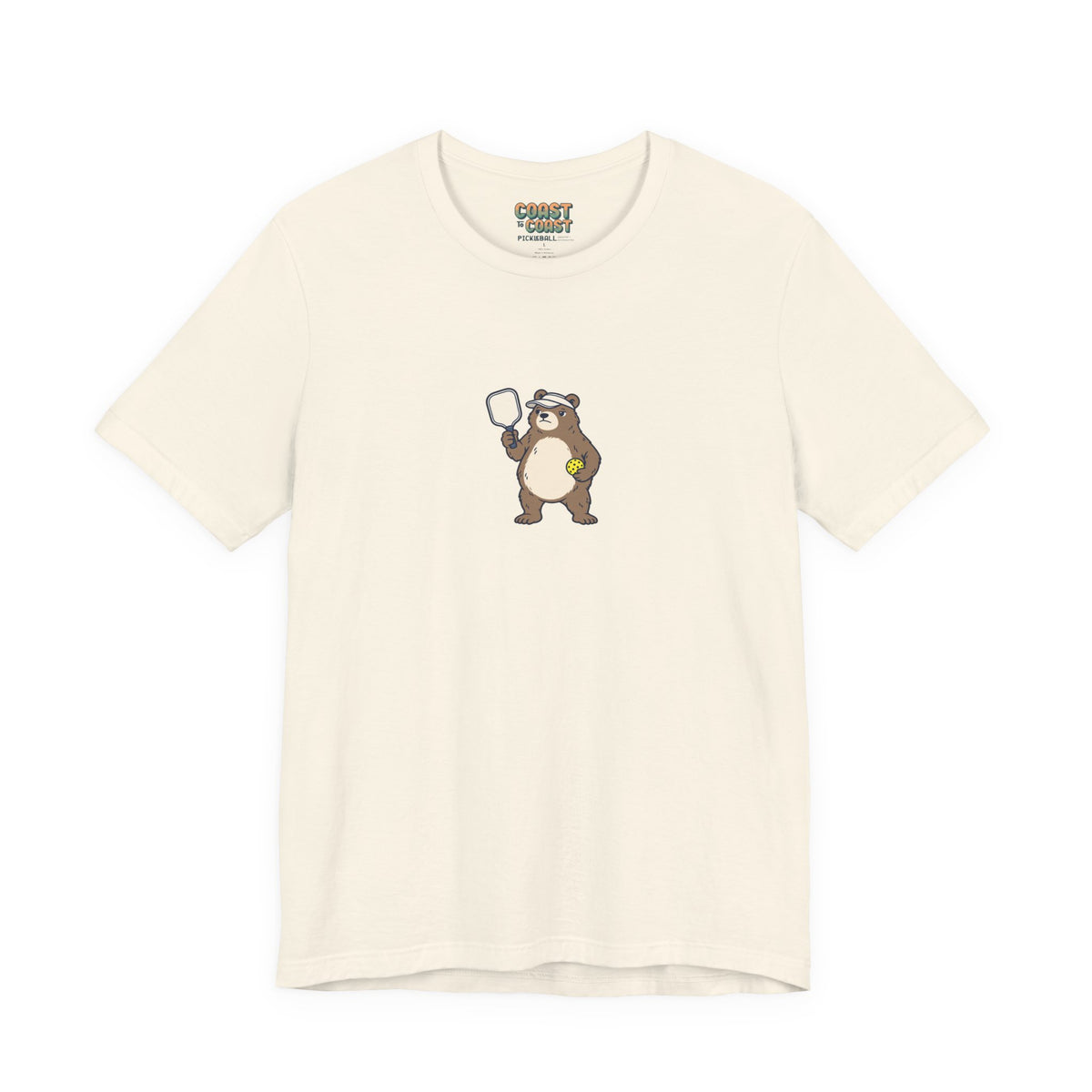 Bear pickleball t-shirt in Natural, Bear With Me, I'm Serving