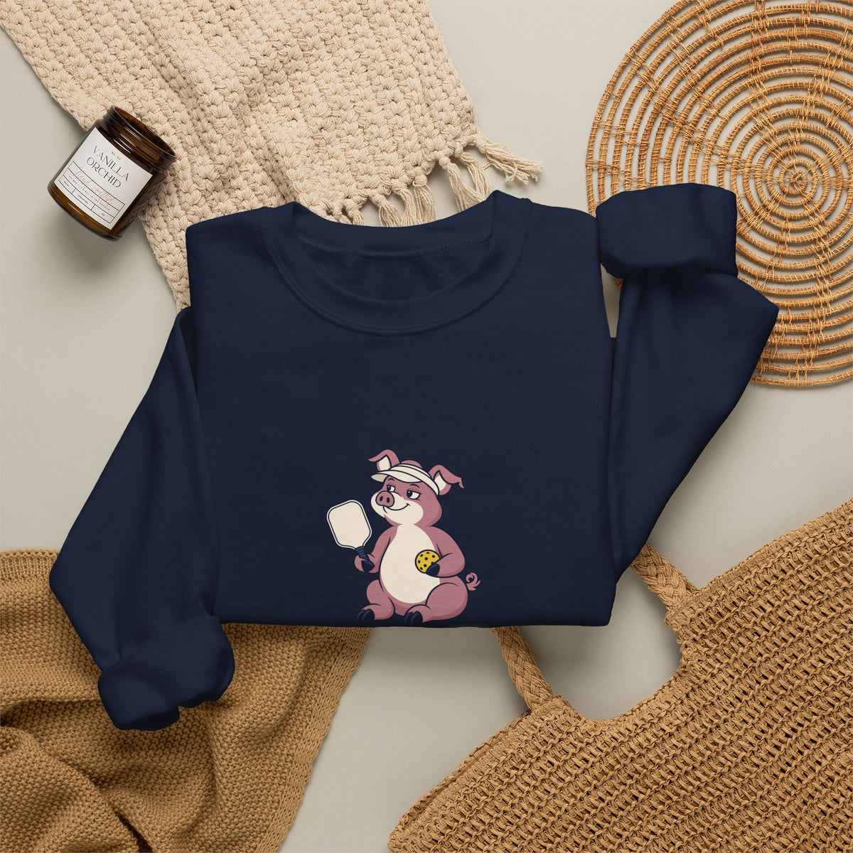 Pig pickleball crewneck sweatshirt, Hogging the Kitchen Line
